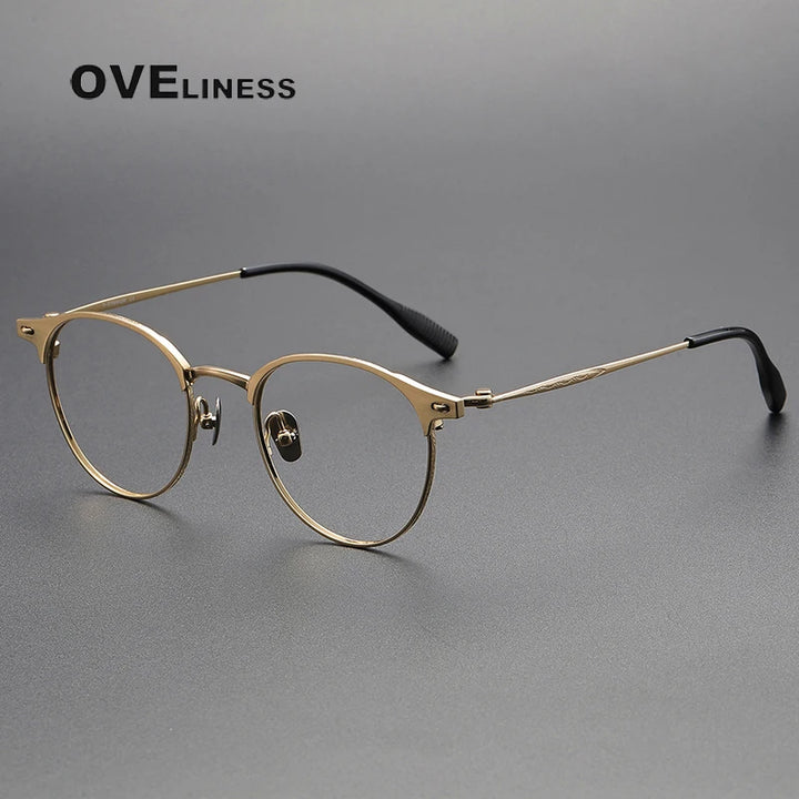 Oveliness Women's Full Rim Round Screwless Titanium Eyeglasses 70815 Full Rim Oveliness gold  