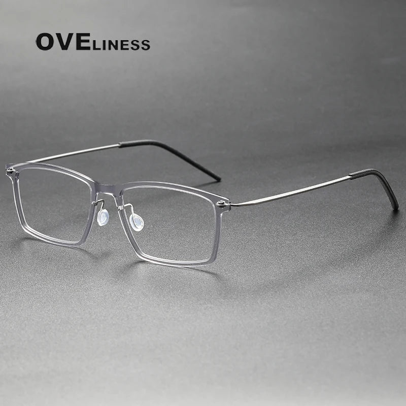 Oveliness Women's Full Rim Square Acetate Titanium Eyeglasses 366544