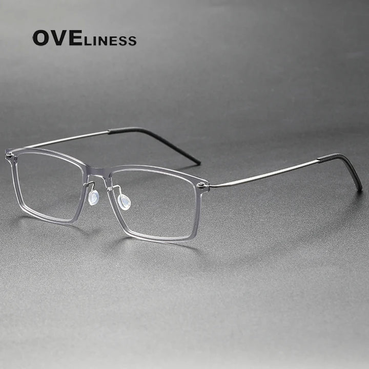 Oveliness Women's Full Rim Square Acetate Titanium Eyeglasses 366544