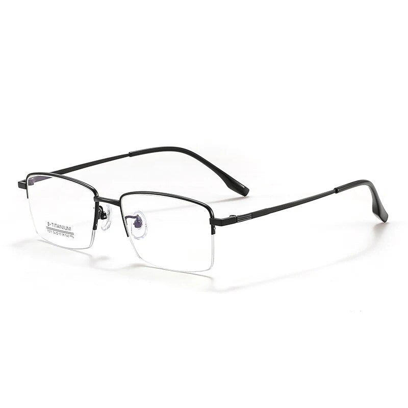 KatKani Men's Semi Rim Square Alloy Eyeglasses 7011 Semi Rim KatKani Eyeglasses Black  
