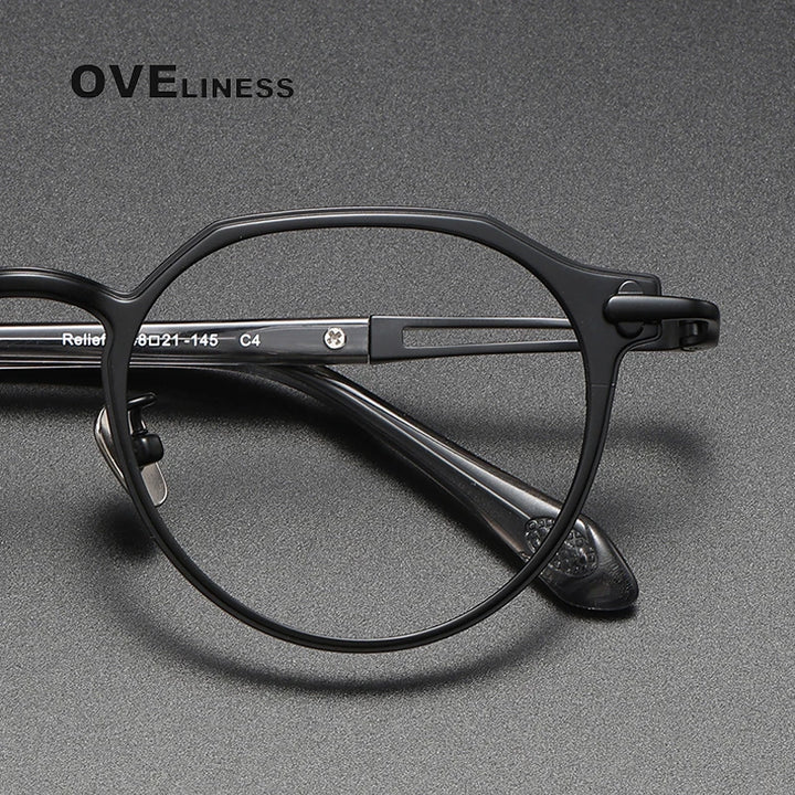 Oveliness Unisex Full Rim Flat Top Round Titanium Eyeglasses 4621 Full Rim Oveliness   