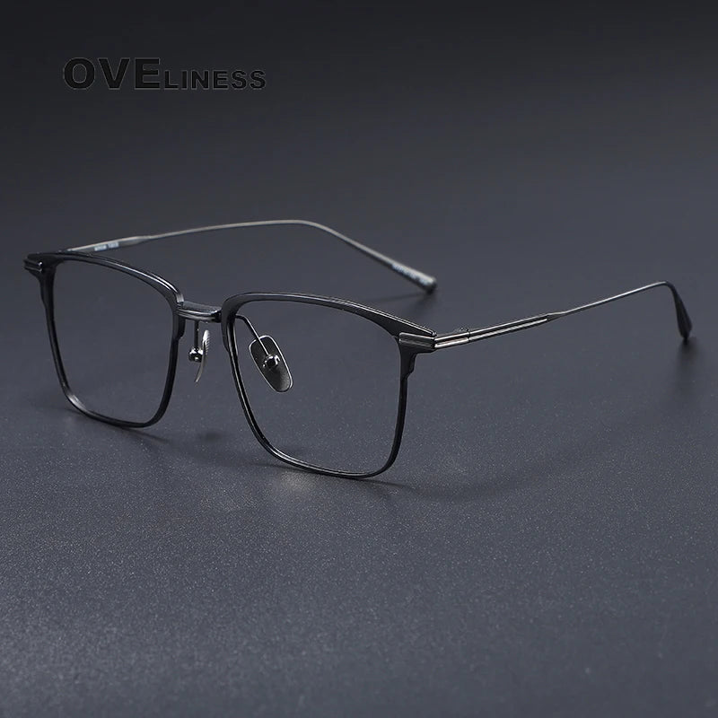Oveliness Men's Full Rim Square Titanium Eyeglasses 41446