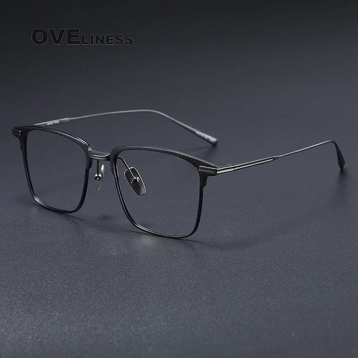 Oveliness Men's Full Rim Square Titanium Eyeglasses 41446