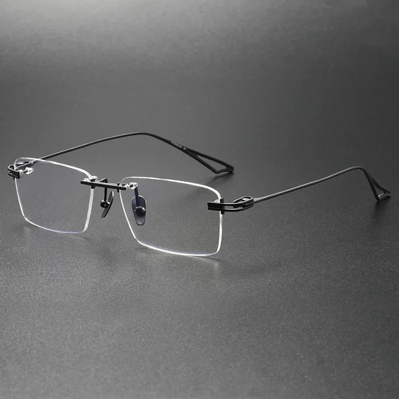 Muzz Unisex Rimless Square Titanium Eyeglasses 55140