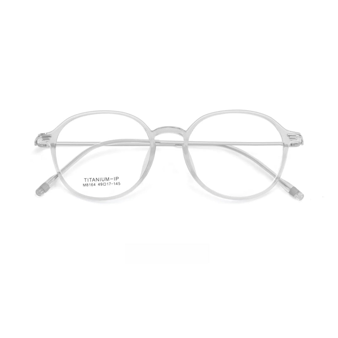 Yimaruili Unisex Full Rim Round Tr 90 Titanium Eyeglasses M8164 Full Rim Yimaruili Eyeglasses Transparent Gray  