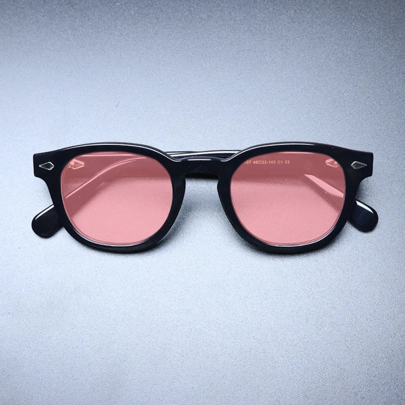 Gatenac Unisex Full Rim Square Polarized Acetate Sunglasses Mo14 Sunglasses Gatenac Black Pink  