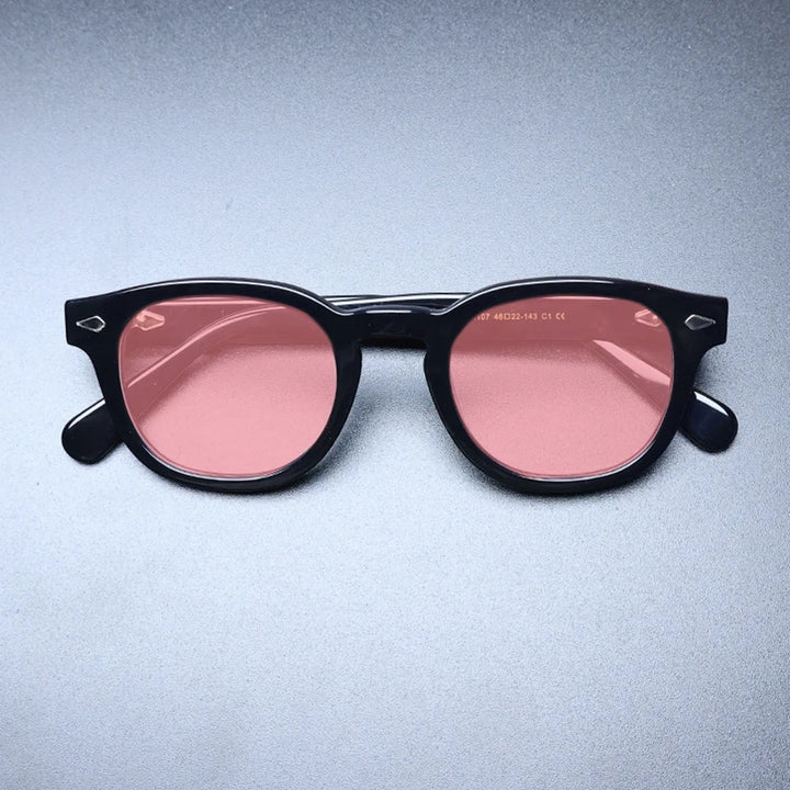 Gatenac Unisex Full Rim Square Polarized Acetate Sunglasses Mo14 Sunglasses Gatenac Black Pink  