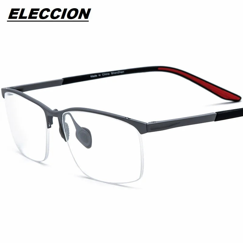 Eleccion Unisex Semi Rim Brow Line Titanium Sport Eyeglasses 17301 Semi Rim Eleccion Gray CHINA