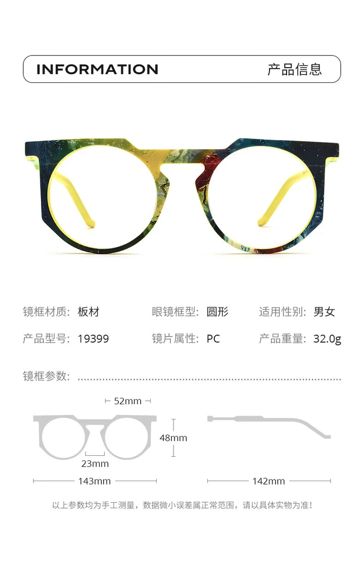 Nobler Unisex Full Rim Flat Top Round Titanium Eyeglasses 19399