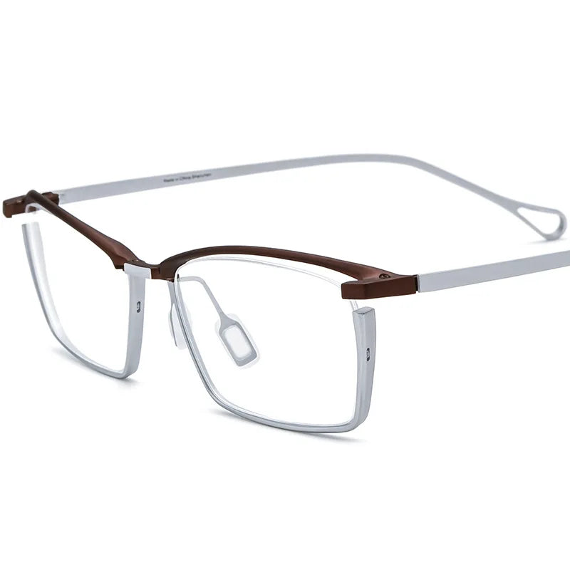 Nobler Women's Full Rim Square Brow Line Titanium Eyeglasses 185919