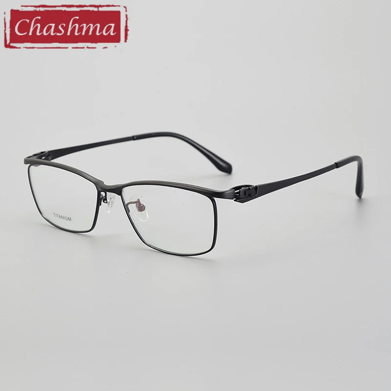 Summer Flower Men's Full Rim Big Square Brow Line Titanium Eyeglasses 86111 Full Rim Summer Flower Black