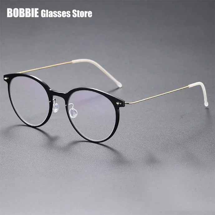 Bobbie Women's Full Rim Round Acetate Titanium Eyeglasses 696537