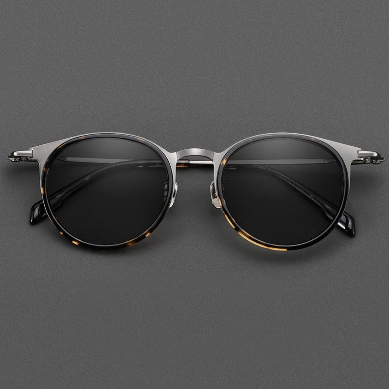 Black Mask Men Full Rim Round Titanium Polarized Sunglasses BM-0056