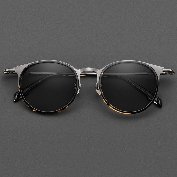 Black Mask Men Full Rim Round Titanium Polarized Sunglasses BM-0056