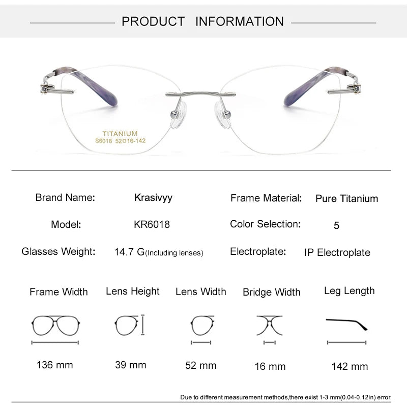 Krasivyy Women's Rimless Oval Cat Eye Titanium Eyeglasses 6018 Rimless Krasivyy   