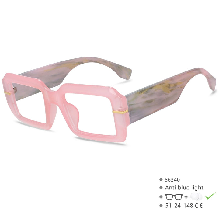 CCSpace Unisex Full Rim Rectangle Tr 90 Rivet Eyeglasses 56340 Full Rim CCspace C5Pink  