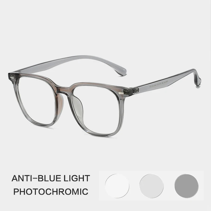 Gatenac Unisex Full Rim Square Tr 90 Titanium Photochromic Reading Glasses G61351