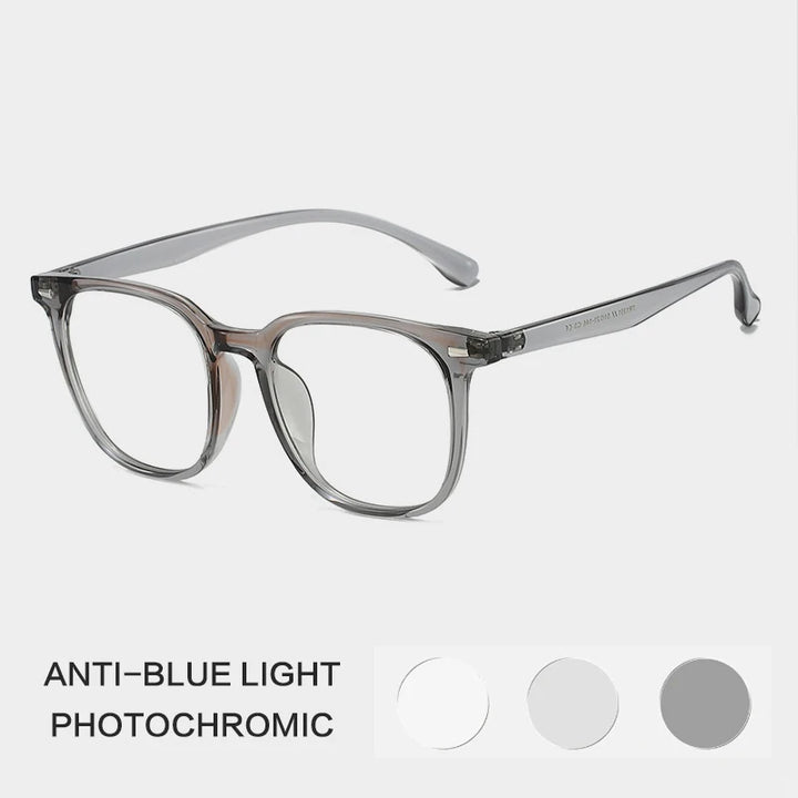 Gatenac Unisex Full Rim Square Tr 90 Titanium Photochromic Reading Glasses G61351