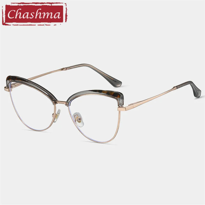 Chashma Ottica Women's Full Rim Cat Eye Tr 90 Alloy Eyeglasses 87274 Full Rim Chashma Ottica Gray  