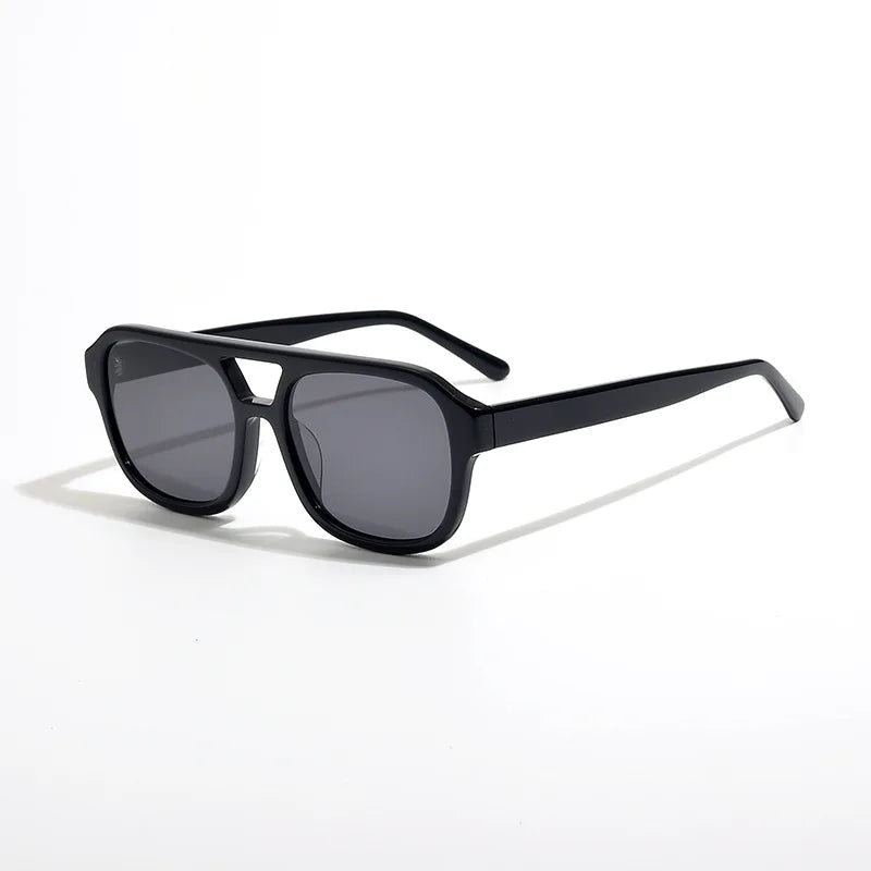 Black Mask Men's Full Rim Square Double Bridge Acetate Sunglasses 629008