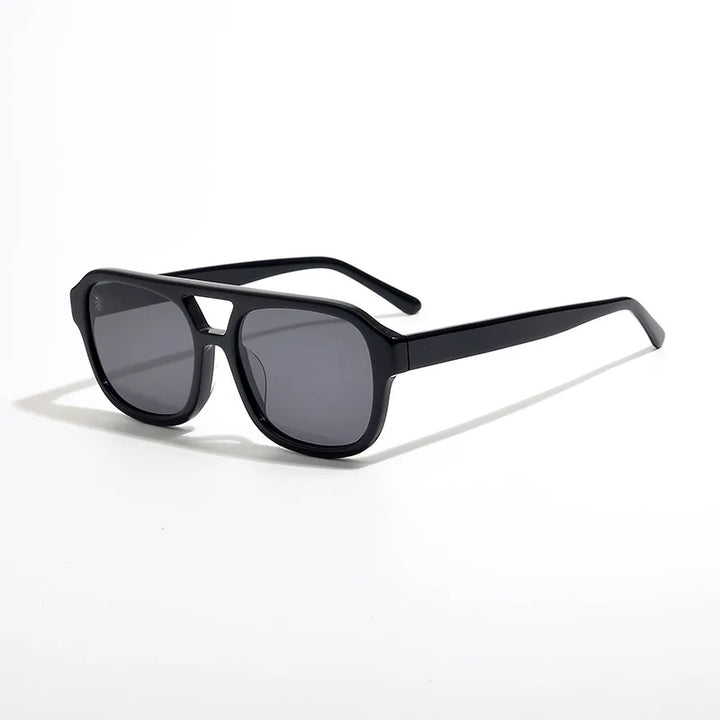 Black Mask Men's Full Rim Square Double Bridge Acetate Sunglasses 629008