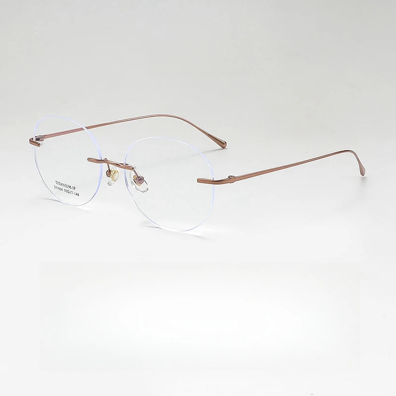 Yimaruli Unisex Rimless Round Titanium Eyeglasses 231604Wk Rimless Yimaruili Eyeglasses Rose Gold  