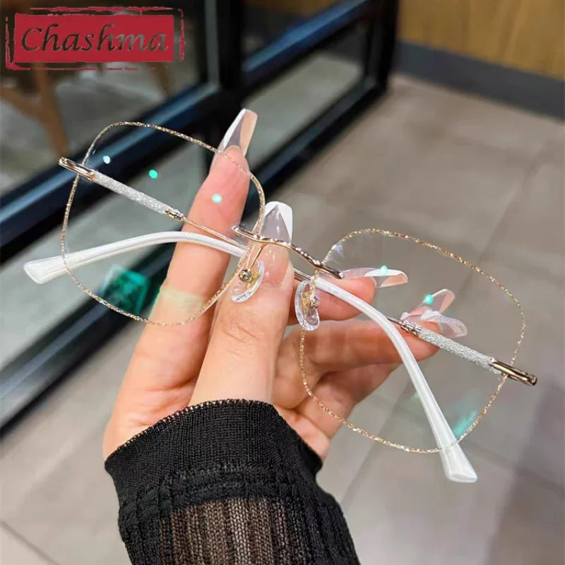 Chashma Women's Rimless Square Titanium Glitted Edge Eyeglasses 778112