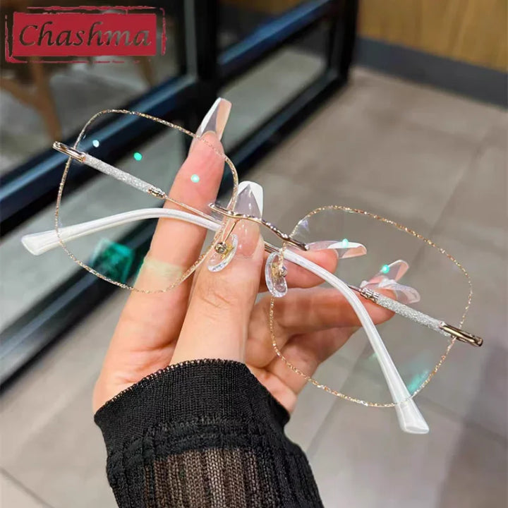 Chashma Women's Rimless Square Titanium Glitted Edge Eyeglasses 778112