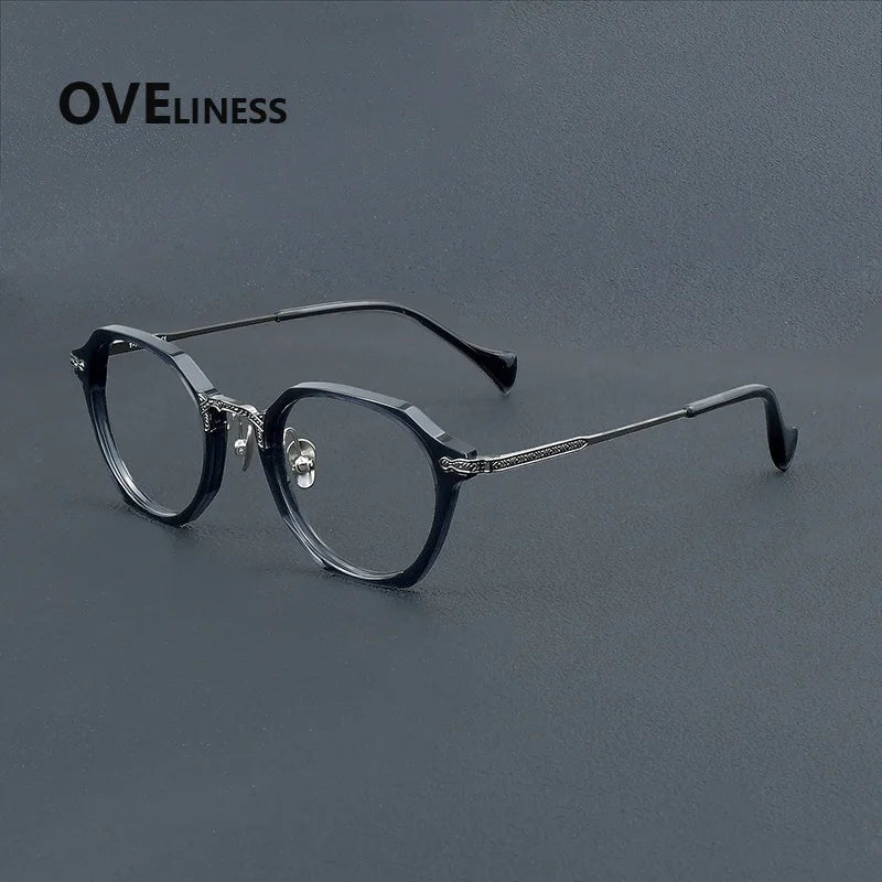 Oveliness Unisex Full Rim Oval Acetate Titanium Eyeglasses 926009