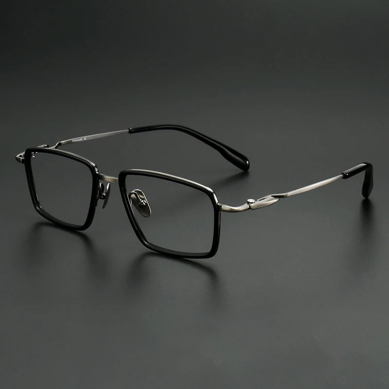 Muzz Men's Full Rim Big Square Titanium Acetate Eyeglasses 910061