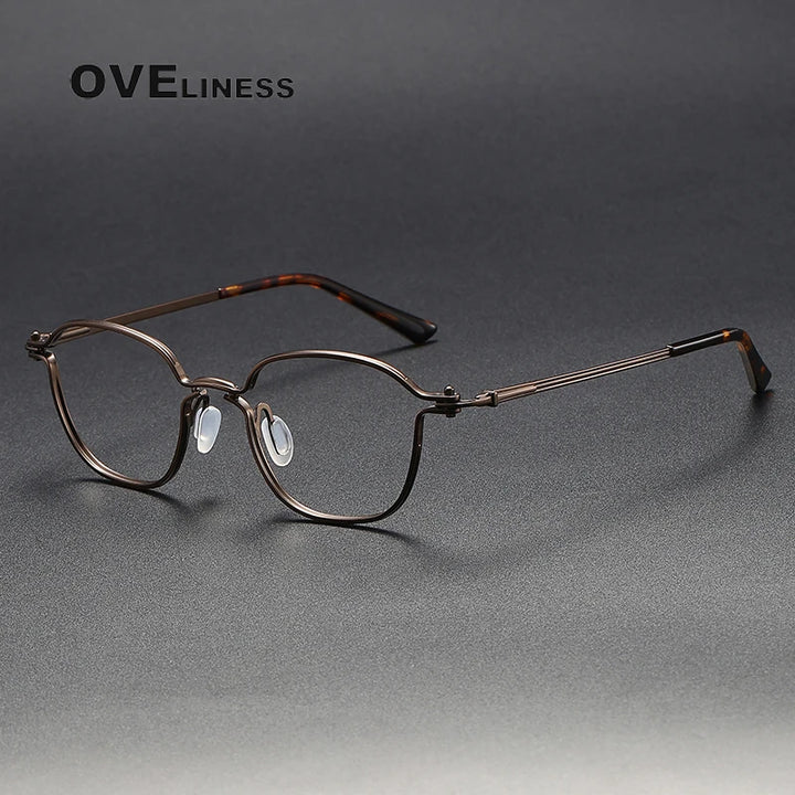 Oveliness Unisex Full Rim Round Titanium Eyeglasses C207 Full Rim Oveliness bronze  