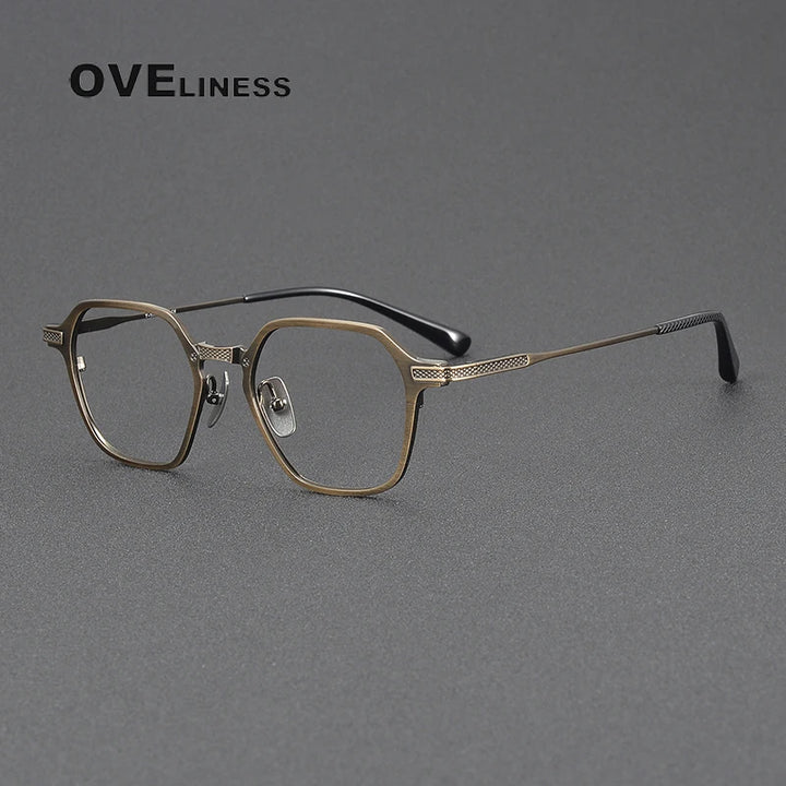 Oveliness Unisex Full Rim Polygon Square Titanium Eyeglasses 3425 Full Rim Oveliness bronze  