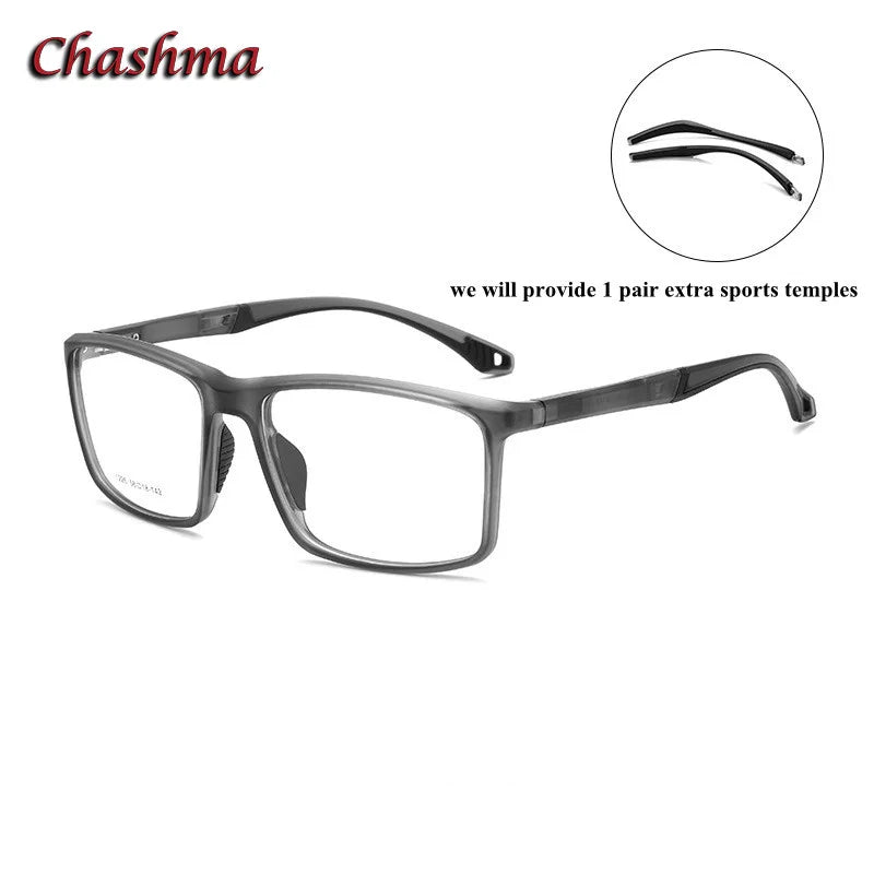 Chashma Ochki Men's Full Rim Square Tr 90 Sport Eyeglasses 1226 Full Rim Chashma Ochki Gray  