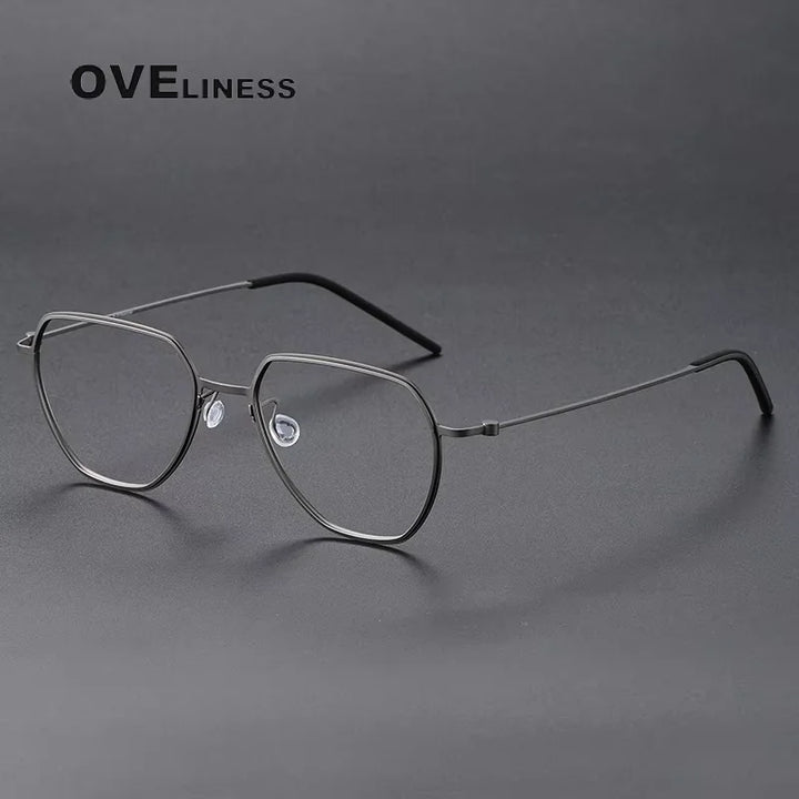 Oveliness Unisex Full Rim Square Polygon Titanium Eyeglasses 45527