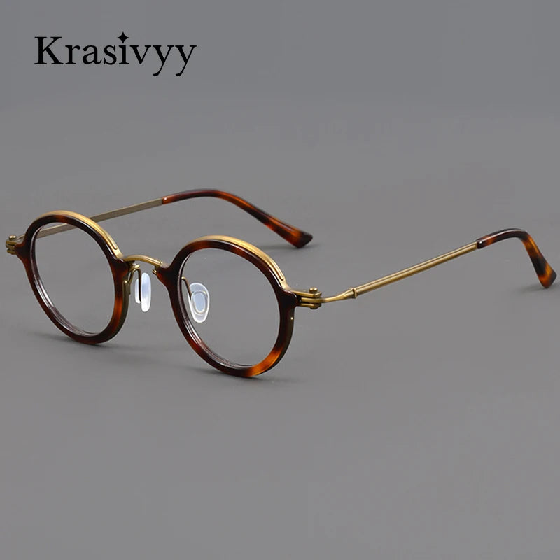 Krasivyy Women's Full Rim Round Acetate Titanium Eyeglasses 25899 Full Rim Krasivyy