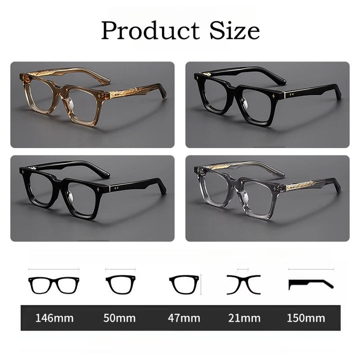 Yimaruili Unisex Full Rim Square Thick Acetate Eyeglasses Y55015 Full Rim Yimaruili Eyeglasses   