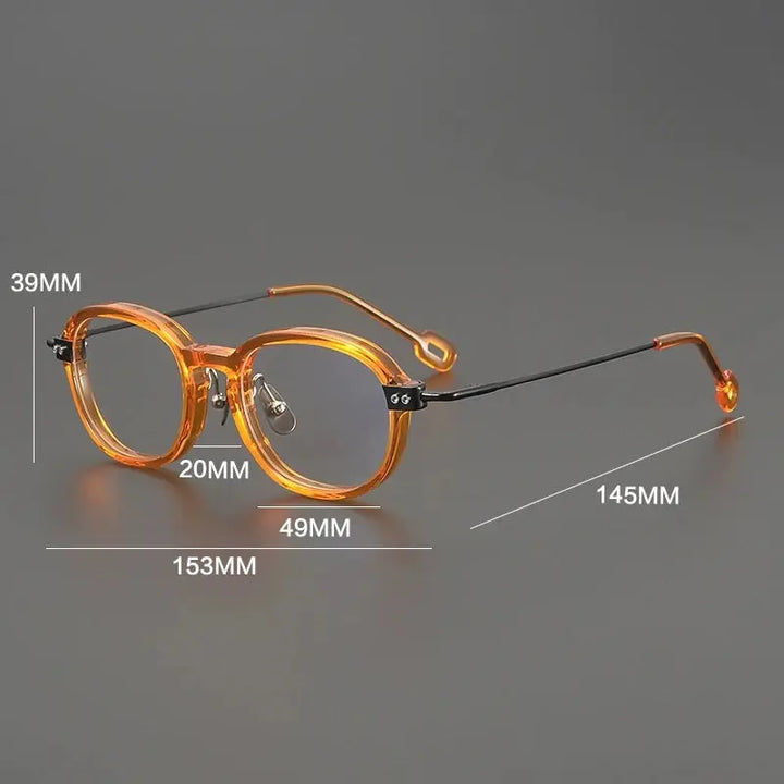 Gatenac Unisex Full Rim Big Square Acetate Titanium Eyeglasses 679010 FuzWeb