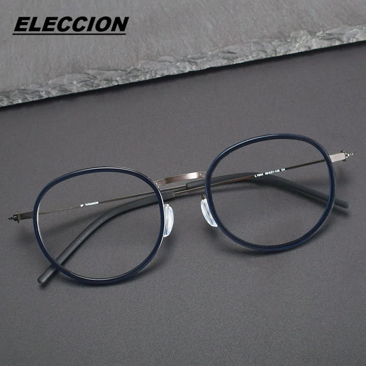 Eleccion Women's Full Rim Round Titanium Acetate Eyeglasses 41044