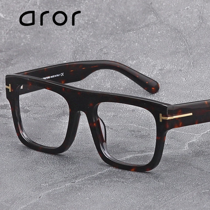 Aror Unisex Full Rim Square Thick Acetate Eyeglasses 45634 Full Rim Aror