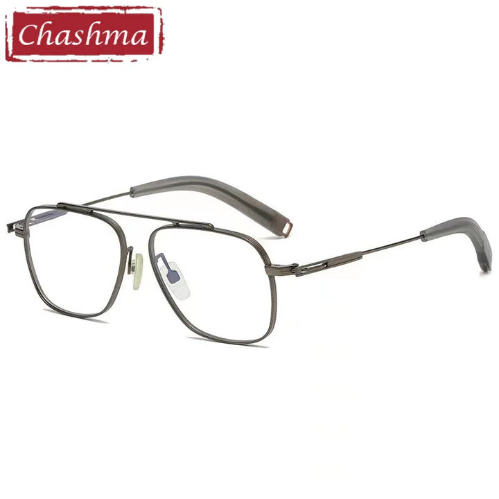 Chashma Ochki Unisex Full Rim Big Square Titanium Eyeglasses 44105 Full Rim Chashma Ochki Bronze  