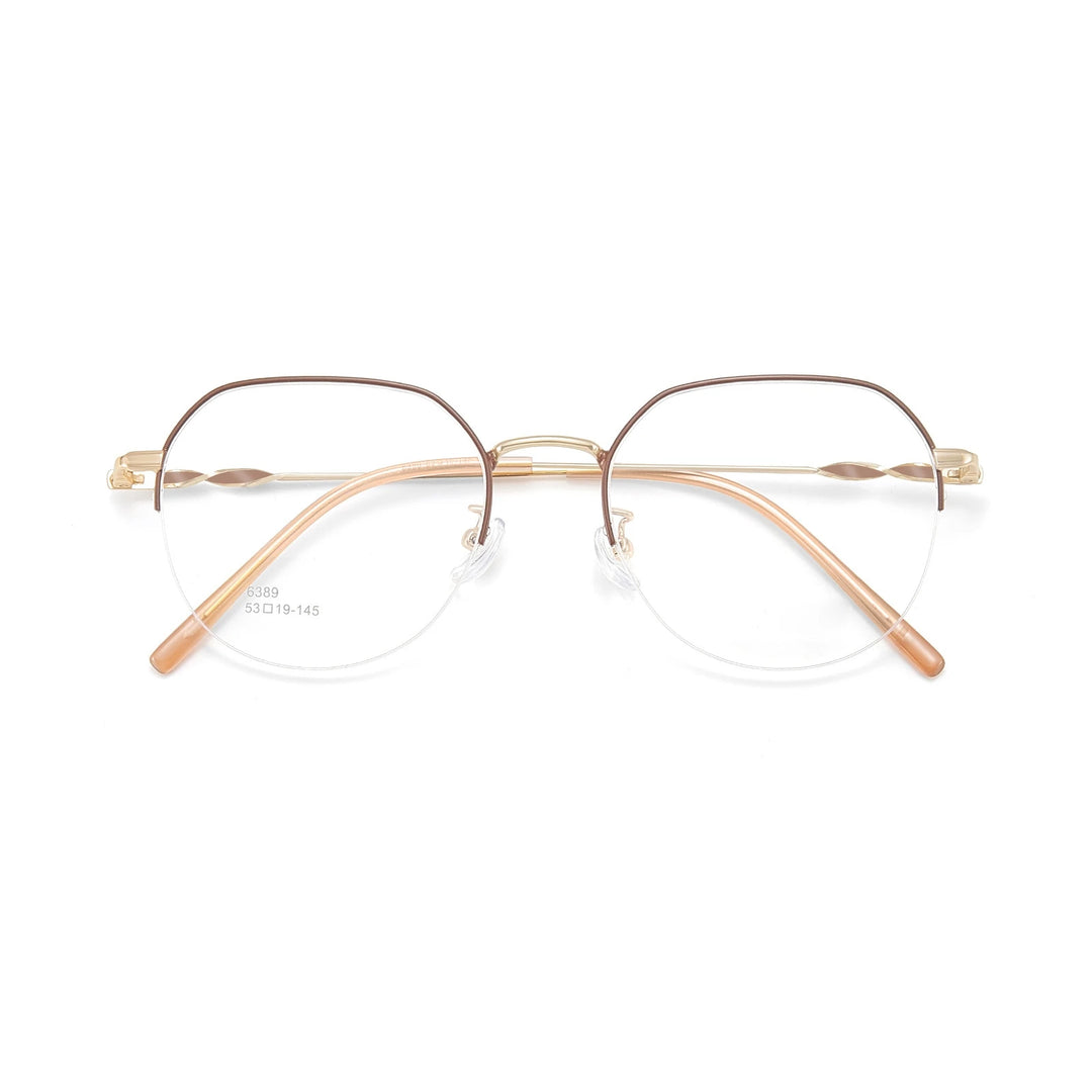 Yimaruili Unisex Semi Rim Flat Top Polygon Alloy Eyeglasses 636389