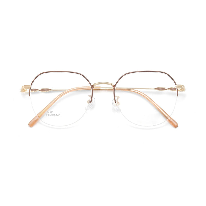 Yimaruili Unisex Semi Rim Flat Top Polygon Alloy Eyeglasses 636389