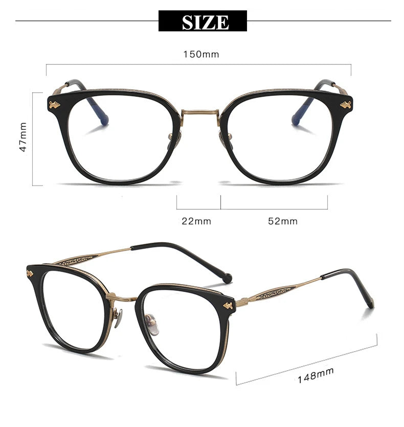 Black Mask Unisex Full Rim Big Square Titanium Acetate Eyeglasses 945928 Full Rim Black Mask