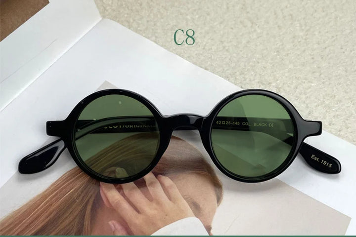 Yujo Unisex Full Rim Round Acetate Sunglasses 4225s Sunglasses Yujo C8 CHINA 