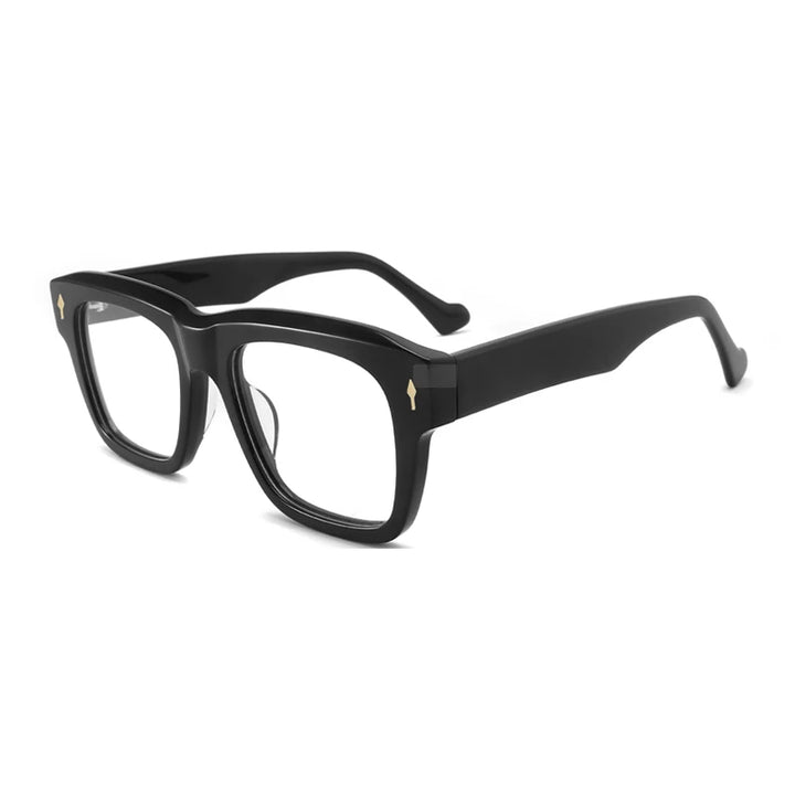 Gatenac Unisex Full Rim Big Square Thick Acetate Eyeglasses  Gxyj1523 Full Rim Gatenac Black  