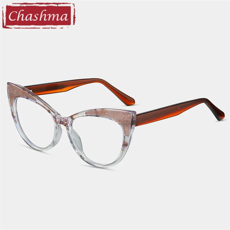 Chashma Ottica Women's Full Rim Cat Eye Tr 90 Alloy Eyeglasses 87274 Full Rim Chashma Ottica Brown Leopard  