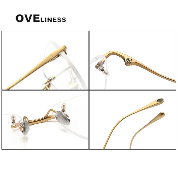 Oveliness Unisex Rimless Square Titanium Eyeglasses 80954 Rimless Oveliness   