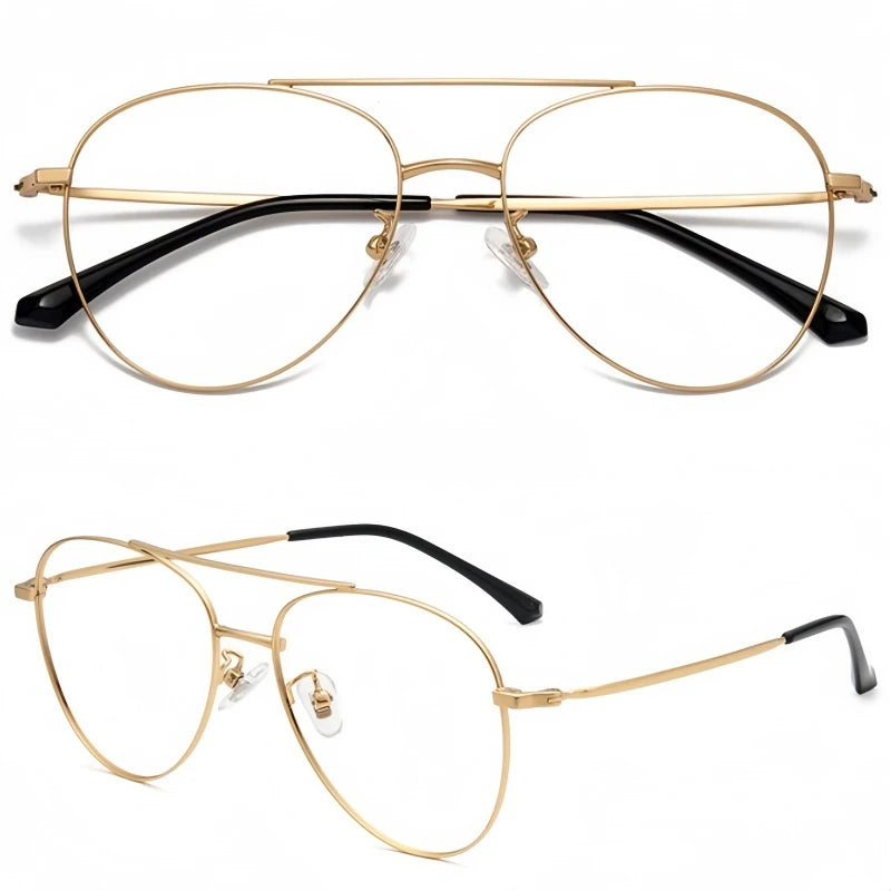 Yimaruili Unisex Full Rim Oval Double Bridge Alloy Eyeglasses 951211