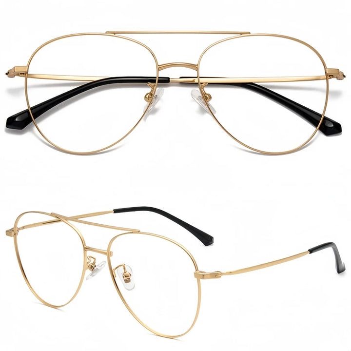 Yimaruili Unisex Full Rim Oval Double Bridge Alloy Eyeglasses 951211