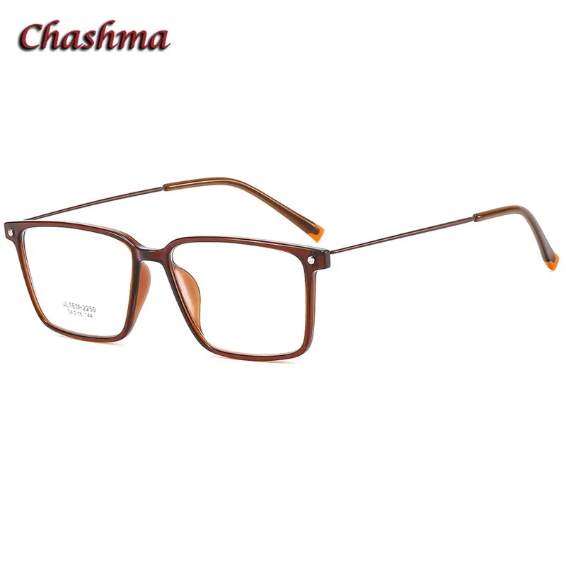 Chashma Ochki Unisex Youth Full Rim Square Ultem Eyeglasses 2150 Full Rim Chashma Ochki Brown  